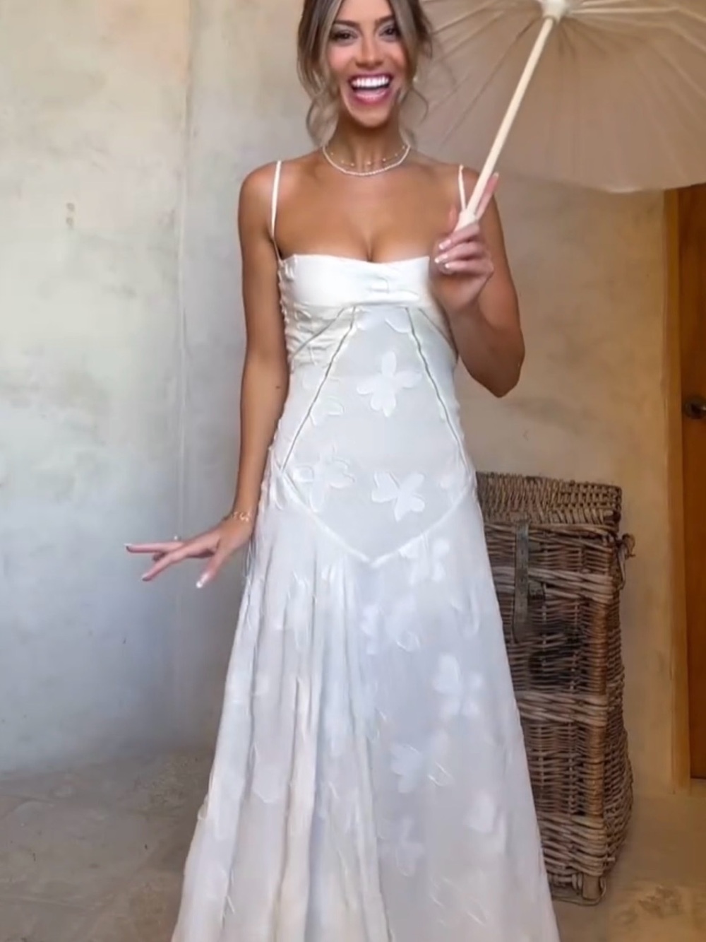 House of CB Ivory Floral Slip Maxi Dress - Wedding or Bridal Shower